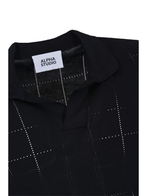 Polo traforata in cotone Blu notte Alpha Studio | AU-5141B1001